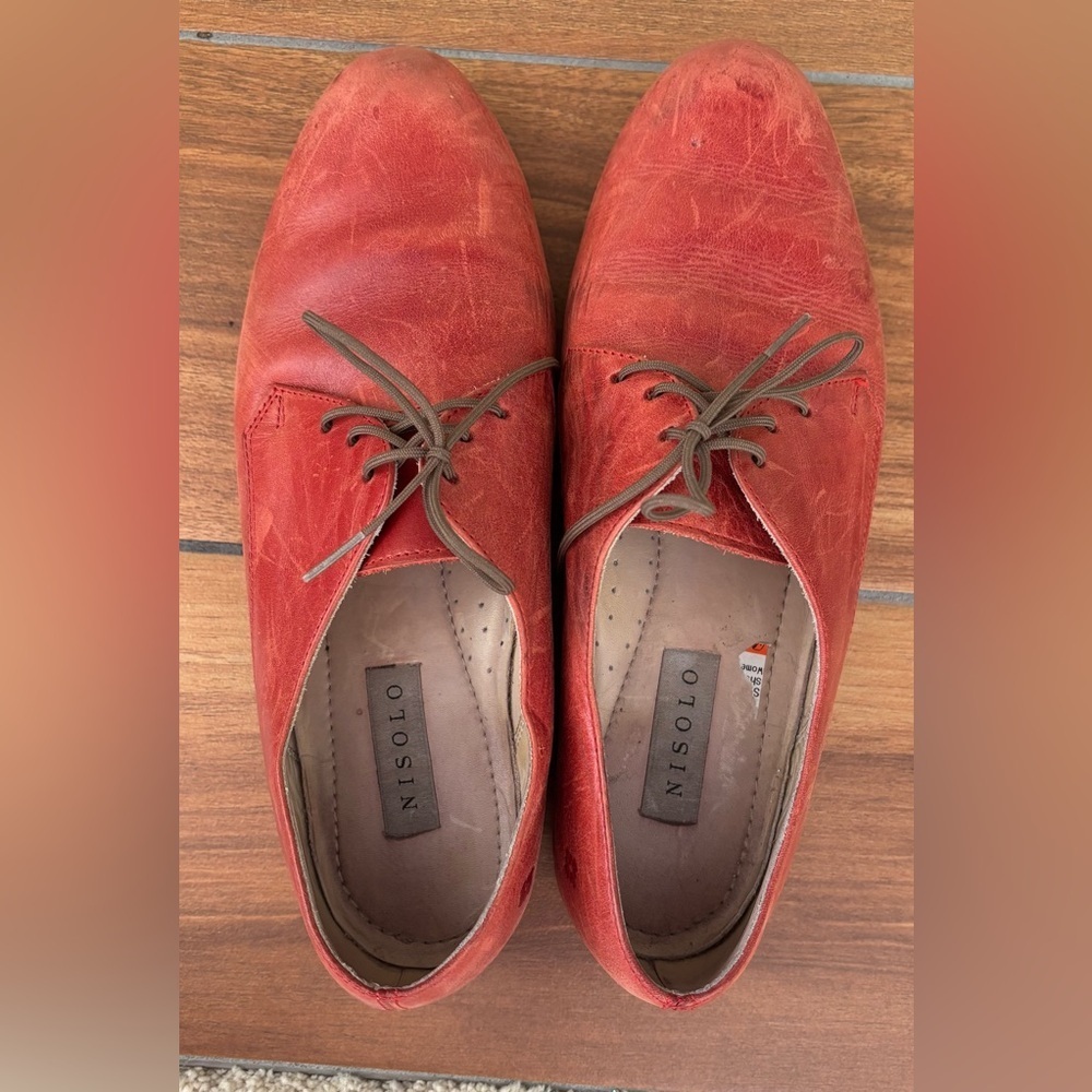 Nisolo Red Oliver Scarlet Oxford 5 for 5 Lace Up Shoe Size 7 - Picture 5 of 11